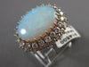 ANTIQUE LARGE 3.50CT OLD MINE DIAMOND & AAA OPAL 14K WHITE GOLD OVAL RING #22137