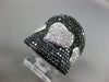 ESTATE MASSIVE 2.24CT WHITE BLACK DIAMOND 18K 2 TONE GOLD PAVE 3 HEART LOVE RING