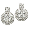 ESTATE 2.02CT DIAMOND 18KT WHITE GOLD 3D ROUND CLUSTER FLOWER HANGING EARRINGS