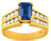 WIDE 1.70CT DIAMOND & AAA TANZANITE 14KT YELLOW GOLD EMERALD CUT ENGAGEMENT RING