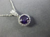 ESTATE 1.02CT DIAMOND & AAA AMETHYST 14KT WHITE GOLD 3D PAVE HALO ROUND PENDANT