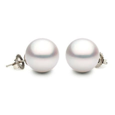 ESTATE AAA 12MM SOUTH SEA PEARL 14KT WHITE GOLD CLASSIC SOLITAIRE STUD EARRINGS