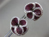 ESTATE LARGE 4.35CT DIAMOND & AAA RUBY 18K WHITE GOLD 3D HALO FLOWER EARRINGS
