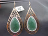 ESTATE LARGE 1.39CT DIAMOND & AVENTURINE 14K WHITE & ROSE GOLD FILIGREE EARRINGS