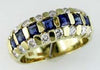 1.80CT DIAMOND & AAA SAPPHIRE 14KT YELLOW GOLD 3D CLASSIC 3 ROW ANNIVERSARY RING