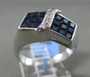 ESTATE WIDE 2.21CT DIAMOND & SAPPHIRE 18K WHITE GOLD 3D RECTANGULAR TWISTED RING