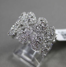 ESTATE WIDE 1.65CT DIAMOND 18KT WHITE GOLD DOUBLE ROW HEART FLOATING ETOILE RING