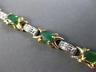 ESTATE 2.10CT DIAMOND & EMERALD 14KT YELLOW GOLD FLOWER CLASSIC TENNIS BRACELET