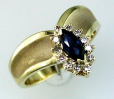 .60CT DIAMOND & AAA SAPPHIRE 14K YELLOW GOLD MARQUISE & ROUND V SHAPE FUN RING