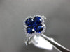 ESTATE 1.69CT DIAMOND & AAA SAPPHIRE 18K WHITE GOLD 3D 4 LEAF CLOVER FLOWER RING