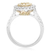 ESTATE .85CT WHITE & FANCY YELLOW DIAMOND 14KT WHITE GOLD ROUND ANNIVERSARY RING