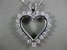 ESTATE LARGE 1.80CT DIAMOND 14KT WHITE GOLD 3D CLASSIC OPEN HEART PENDANT #17571