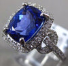 ESTATE LARGE 4.03CT DIAMOND & AAA TANZANITE 14KT WHITE GOLD HALO ENGAGEMENT RING