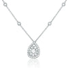 ESTATE .90CT DIAMOND 14KT WHITE GOLD 3D SOLITAIRE TEAR DROP DOUBLE HALO NECKLACE