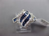 ESTATE 1.2CT DIAMOND & AAA SAPPHIRE 14K WHITE GOLD 3D SWIRL FLAME MULTI ROW RING