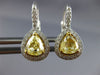 2.44CT WHITE & FANCY YELLOW DIAMOND 18KT 2 TONE GOLD LEVERBACK HANGING EARRINGS