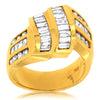 ESTATE WIDE 1.73CT DIAMOND 14K YELLOW GOLD 3D MULTI ROW CHANNEL ANNIVERSARY RING