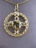 ESTATE LARGE 14KT YELLOW GOLD FLOWER CIRCLE OF LIFE CHAI FLOATING PENDANT #24793
