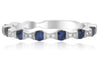 ESTATE .4CT DIAMOND & AAA SAPPHIRE 14K WHITE GOLD SEMI ETERNITY ANNIVERSARY RING