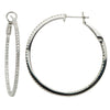 ESTATE LARGE 1.33CT DIAMOND 18KT WHITE GOLD 3D HOOP INSIDE OUT HANGING EARRINGS