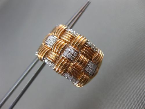 ESTATE .37CT DIAMOND 14KT WHITE & ROSE GOLD 3D ELONGATED MULTI ROW WOVEN EARRING