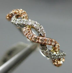 ESTATE LARGE .34CT DIAMOND 18KT WHITE & ROSE GOLD 3D HANDCRAFTED DOUBLE ROW RING