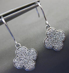 ESTATE .55CT DIAMOND 14K WHITE GOLD 3D CLUSTER 4 CLOVER CLASSIC HANGING EARRINGS