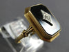 ANTIQUE WIDE .02CT OLD MINE DIAMOND & AAA ONYX 14K TWO TONE GOLD 3D HEXAGON RING