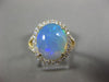 ESTATE LARGE 3.62CT DIAMOND & AAA AUSTRALIAN OPAL 14K YELLOW GOLD OVAL HALO RING