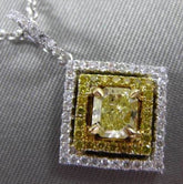 ESTATE LARGE 1.18CT FANCY DIAMOND 18K WHITE & YELLOW GOLD 3D SQUARE HALO PENDANT