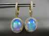 ESTATE 7.86CT DIAMOND & AAA OPAL 14K YELLOW GOLD HALO FILIGREE HANGING EARRINGS