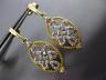 ESTATE .11CT DIAMOND 14K 2 TONE GOLD FILIGREE FLOWER LOVE KNOT HANGING EARRINGS