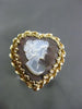 ESTATE WIDE 14KT YELLOW GOLD 3D HANDCRAFTED LADY CAMEO HEART LOVE ROPE RING