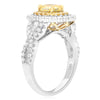 ESTATE GIA 2.22CT WHITE & FANCY YELLOW DIAMOND 18KT 2 STONE GOLD ENGAGEMENT RING