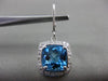 ESTATE LARGE 5.56CT DIAMOND & BLUE TOPAZ 14KT WHITE GOLD SQUARE HANGING EARRINGS