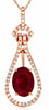ESTATE 1.42CT DIAMOND & AAA RUBY 14K ROSE GOLD 3D ROUND & OVAL TEAR DROP PENDANT