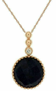 ESTATE .02CT DIAMOND & AAA SODALITE 14KT ROSE GOLD ROUND ETOILE CLASSIC PENDANT