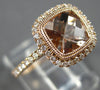 ESTATE 1.64CT DIAMOND & AAA MORGANITE 14K ROSE GOLD CUSHION SQUARE HALO FUN RING
