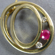 .28CT DIAMOND & AAA RUBY 14KT YELLOW GOLD 3 STONE DOUBLE OVAL LOVE KNOT PENDANT