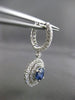 ESTATE LARGE 5.37CT DIAMOND & SAPPHIRE 18KT WHITE GOLD 3D HALO HANGING EARRINGS