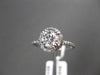 ESTATE 1.17CT ROUND DIAMOND 14KT WHITE GOLD HALO 3D SOLITAIRE ENGAGEMENT RING