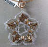 ESTATE EXTRA LARGE 1.44CT DIAMOND 14K WHITE & ROSE GOLD SNOWFLAKE FLOWER PENDANT