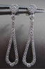 ANTIQUE .44CT DIAMOND 14KT WHITE GOLD TEAR DROP HANGING ELONGATED EARRINGS