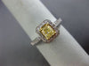 ESTATE .78CT WHITE & FANCY YELLOW DIAMOND 18K TWO TONE GOLD HALO ENGAGEMENT RING