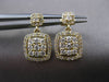 ESTATE .62CT ROUND DIAMOND 14K YELLOW GOLD SQUARE HALO FLOATING HANGING EARRINGS