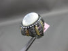 ANTIQUE LARGE .90CT DIAMOND & MOONSTONE 14KT BLACK & YELLOW GOLD 3D FLIGREE RING