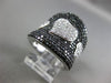 ESTATE MASSIVE 2.24CT WHITE BLACK DIAMOND 18K 2 TONE GOLD PAVE 3 HEART LOVE RING