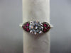 ESTATE 1.46CT DIAMOND & AAA RUBY 14KT WHITE GOLD 3D HEART SHAPE ENGAGEMENT RING