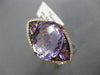 ESTATE LARGE 10.83CT DIAMOND & AAA PINK AMETHYST 14KT WHITE GOLD 3D FLOWER RING