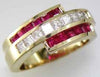 1.72CT DIAMOND & AAA RUBY 14KT YELLOW GOLD PRINCESS CHANNEL CRISS CROSS FUN RING